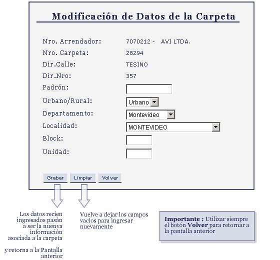 Pantalla 3 - Datos de una Carpeta 